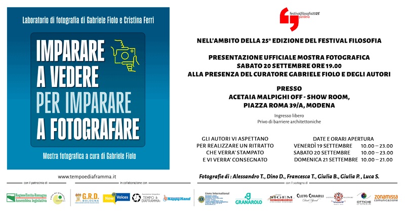 Festivalfilosofia2025 - Modena ospita la mostra del fotogiornalista ozzanese Gabriele Fiolo dell'’Associazione Fotografica Tempo e Diaframma APS