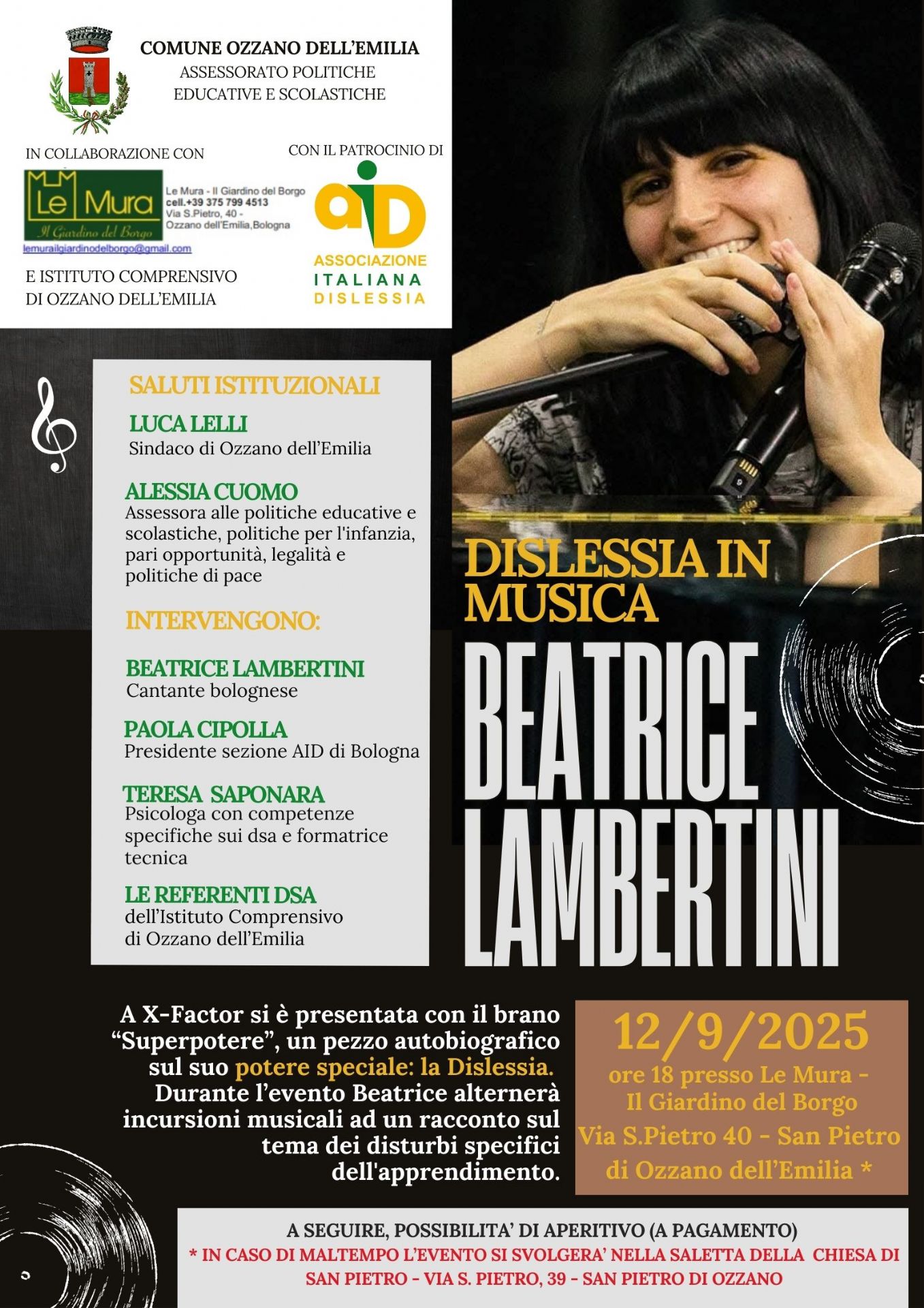 12.9.2025 h 18: Dislessia in musica con Beatrice Lambertini