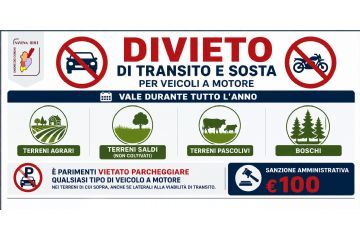 Regolamento Forestale Regionale 03/2018: Divieto transito e sosta veicoli a motore su terreni agrari, terreni saldi(non coltivati), pascolivi e boschi