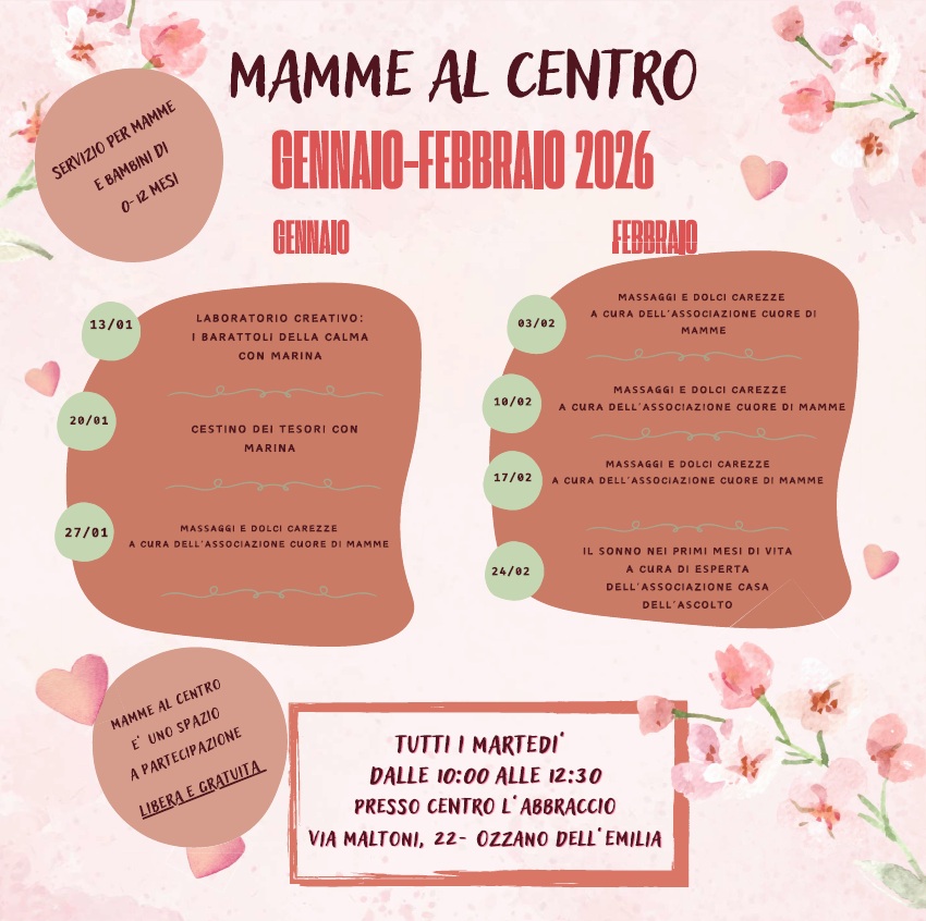 Mamme al centro: calendario degli incontri di gennaio e febbraio 2026