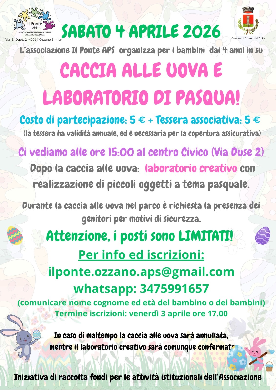 Letture e laboratori di Pasqua: Il 1° aprile in Biblioteca e il 4 a Ponte Rizzoli