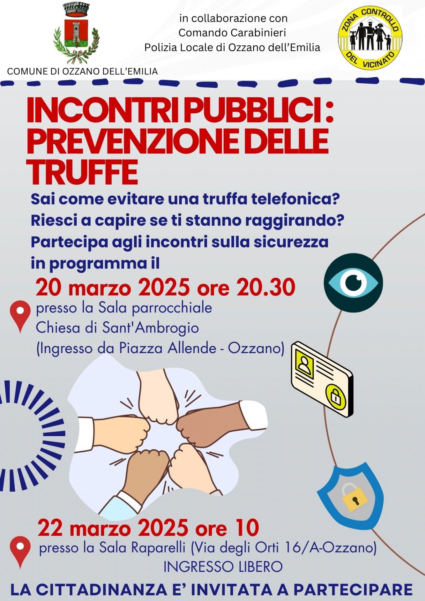 Stop truffe agli anziani: incontri sul territorio