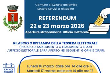 Referendum 22 e 23 marzo 2026: Aperture straordinarie Ufficio Elettorale