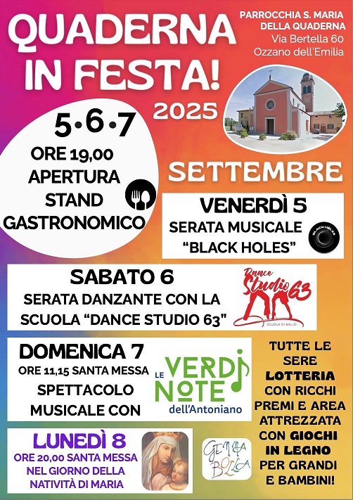 La Parrocchia di Santa Maria della Quaderna festeggia dal 5 all'8 settembre