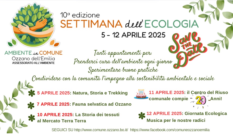 Ozzano Emilia 5-12 Aprile 2025: La Settimana dell'ecologia compie 10 anni!