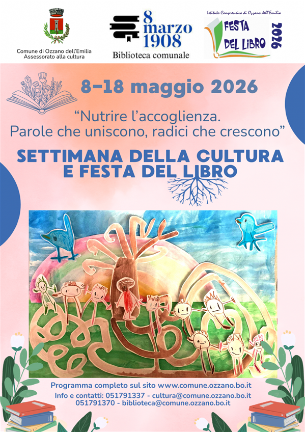 8-18 maggio 2026: Al via a Ozzano la Settimana della Cultura e Festa del Libro