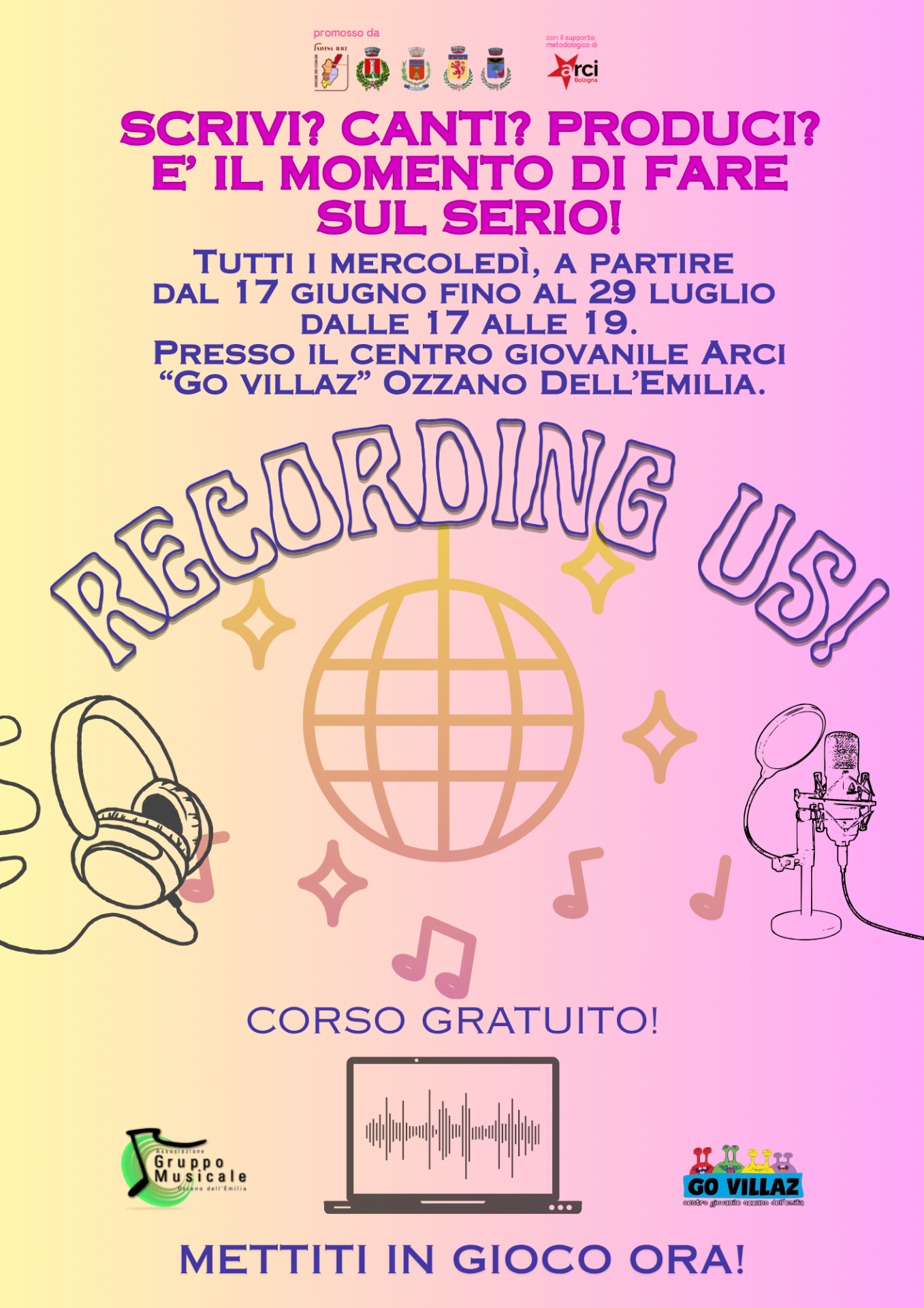 Recording us: corso gratuito per diventare musicisti