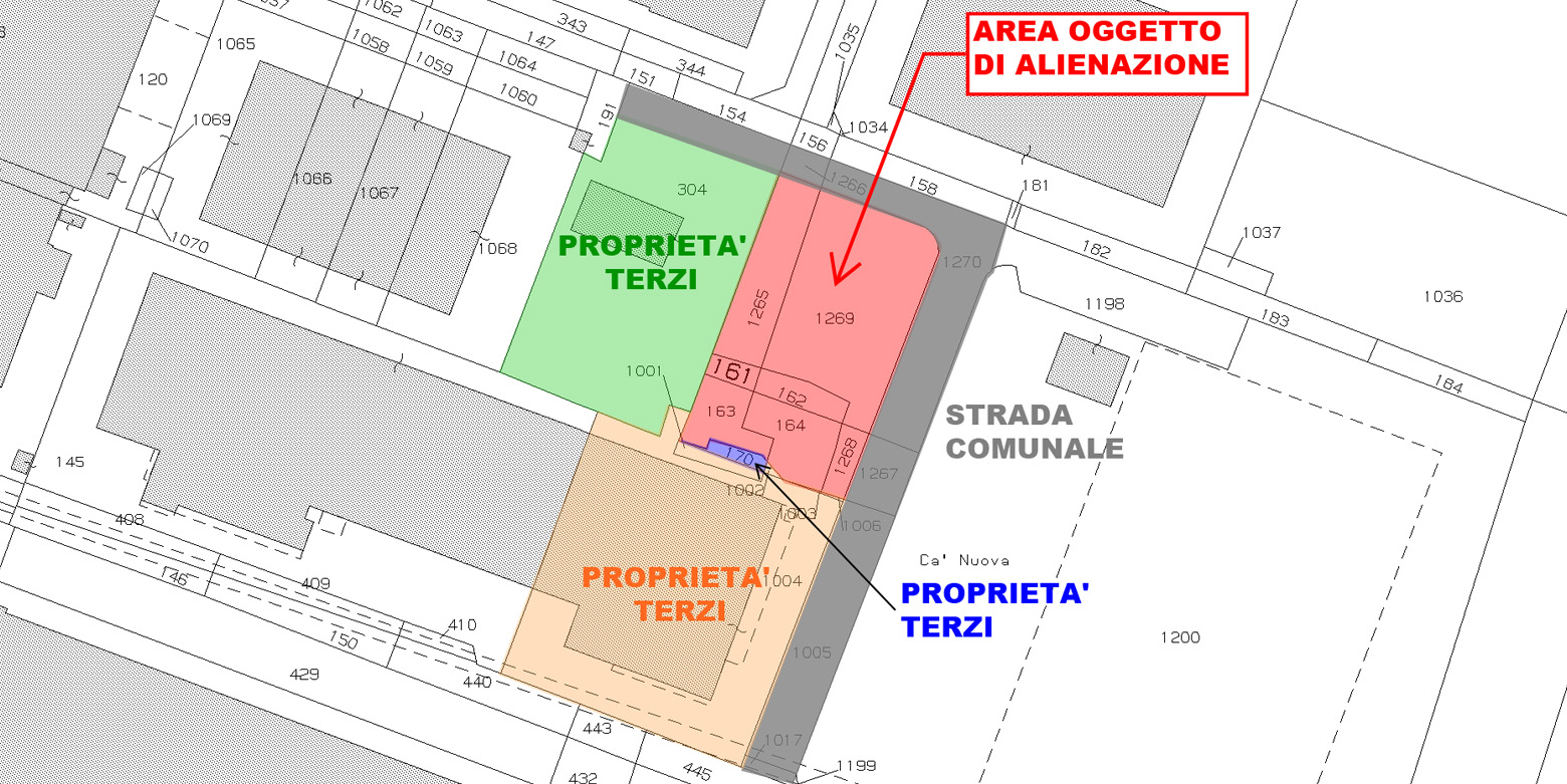 Avviso di Asta pubblica per area produttiva in zona industriale Quaderna (mappa dell'area)