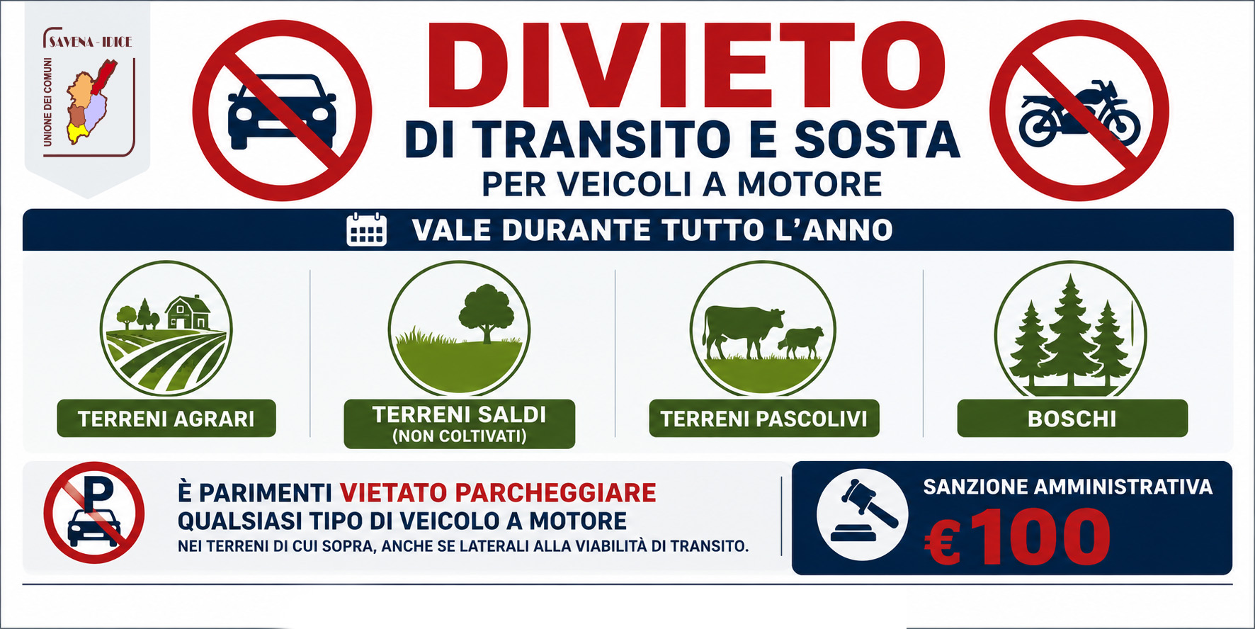 Unione dei Comuni Savena-Idice: Regolamento parcheggio veicoli a motore su terreni